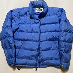 Piumino vintage The North Face puffer anni 80 marrone etichetta blu cappotto grande - Foto 1 di 10