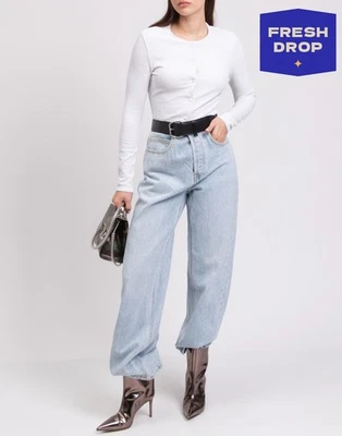 RRP €377 ALEXANDER WANG Jeans W27 Blue Leather Belt Built In Faded - Image 1 of 4