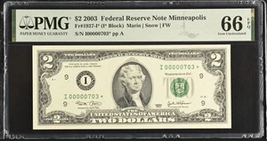 2003 $2 Star Notes with Low S/N Matching Serial 00000703⭐️ only 16k printed - Picture 1 of 4