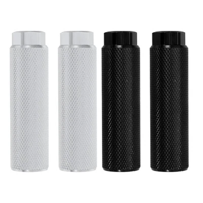 4 Pack Aluminum Alloy Bike Pegs Anti-Skid Fit 3/8 Inch Axles Silver/Black - Image 1 of 4