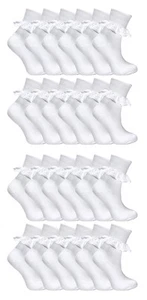 Sock Snob - 24 Pair Multipack White Frilly Lace Socks - Picture 1 of 6