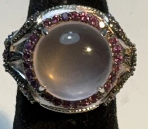 Anillo de plata de ley de cuarzo rosa estrella natural hecho a medida   - Imagen 1 de 4