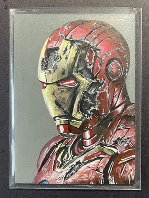 Iron Man 1/1 Sketch by CADE 2023 Finding Card Marvel Infinity Saga Origin - Image 1 of 2