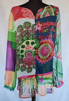 BLUSA TÚNICA FEMININA GEOMÉTRICA LOGOTIPO BORDADO DESIGUAL AUTÊNTICA-TAMANHO: EUA10/UE38 - Imagem 1 de 4