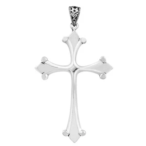 Blessed Large Orthodox Cross Solid Sterling Silver Pendant - Bild 1 von 4