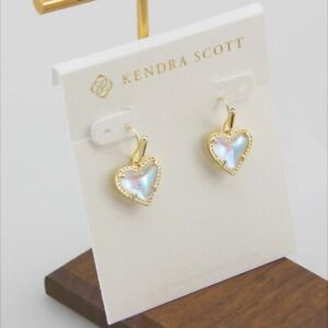 KENDRA SCOTT Ari Heart Gold Dichroic Glass Drop Earrings