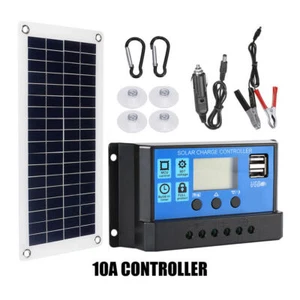 12V 10W Solar Panel Kit Caravan Camping Charging Regulator Charge Controller - Picture 1 of 18