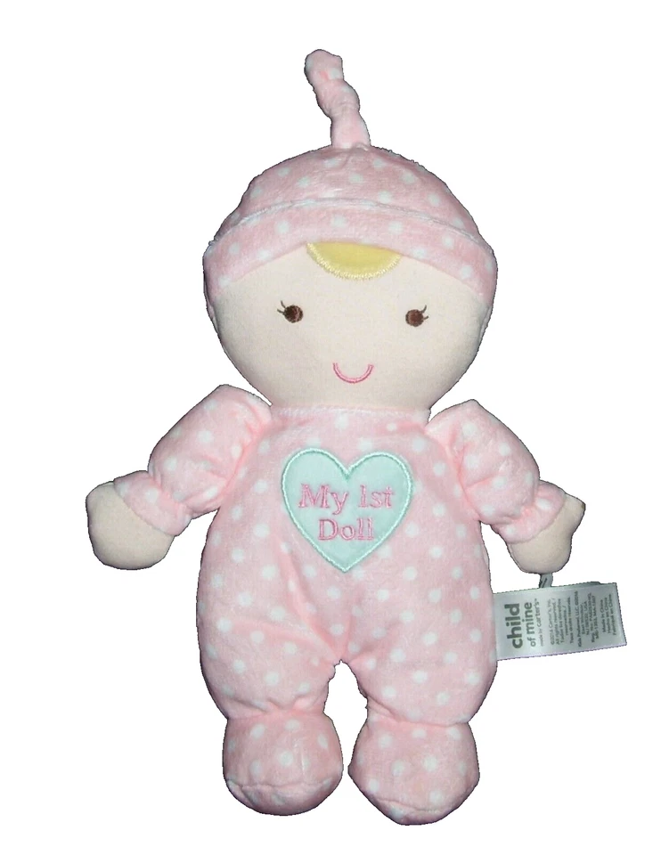 Chapéu Child of Mine Carter's My First 1st Doll rosa bolinhas loira enrugada 67150 - Imagem 1 de 1