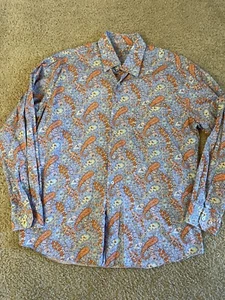 Alan Flusser Mens Long Sleeve Button Down Shirt Floral Paisley Large 100% Cotton - Picture 1 of 9