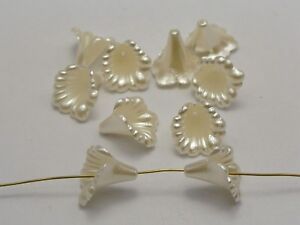 100 Ivory Acrylic Pearl Lily Bell Flower Bead Cap Beads 12mm Sewing Bow Center