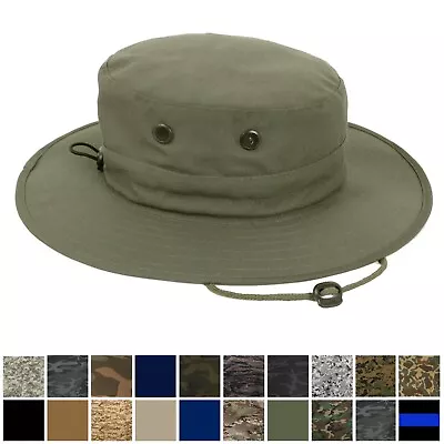 Adjustable Boonie Hat Tactical Jungle Bucket Fishing Sun Wide Brim One Size Cap - Image 1 of 4