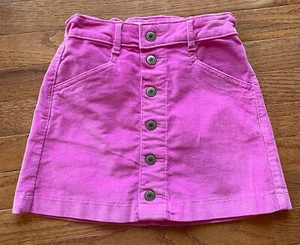Girls' SO Bright Pink Corduroy Snap Front Skirt, Adjustable Waist, Size 10 - Picture 1 of 6