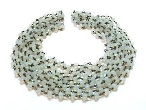 2-5 Fuß Opalit Chalzedon Rondell facettiert 6 mm Perlen, Rosenkranz Kette schwarzer Draht - Bild 1 von 5