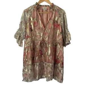 HEMANT AND NANDITA, Nila Mini Dress Pink & Gold Size XS - Picture 1 of 13