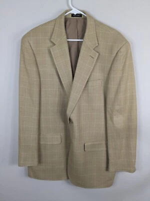 Blazer Lauren Ralph Lauren Para Hombre 42L Beige 100% Seda Cuadros Sencillo Pecho Foto 1 de 4
