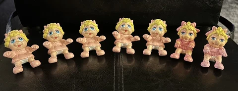 Vintage Lot 7 Muppet Babies Toy Miss Piggy Mini Figures Pink Dress 1986 1990 Cover