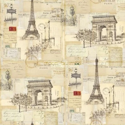 I Dream Of Paris Eiffel Tower Notre-Dame Arc de Triomphe Fabric By The Half Yard - Image 1 of 2