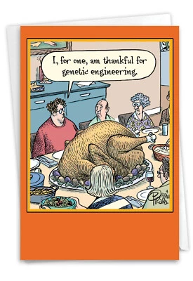 1 Divertida Tarjeta de Felicitación de Acción de Gracias - Ingeniería Genética - Sobre, Hecho en Estados Unidos Foto 1 de 4