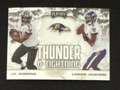 2020 Playoff Thunder & Lightning #TL-1  JK Dobbins Lamar Jackson Ravens - Image 1 of 2