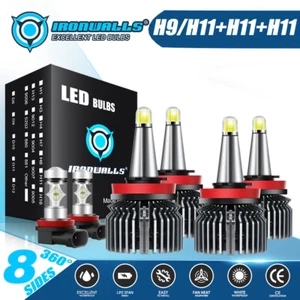 8sides H9 H11 H8 LED Headlight Fog Bulbs 6000K For Toyota Tacoma 2016-2024 6PCS - Picture 1 of 12