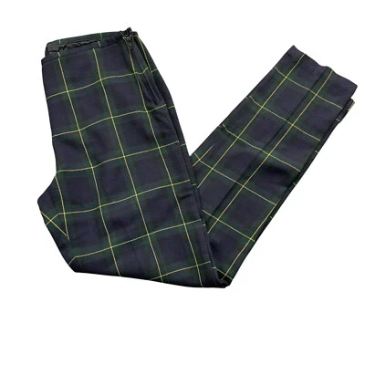 Ralph Lauren 16 Blue Plaid Skinny Ankle Side Zip Pants Rayong Wool Blend - Image 1 of 4