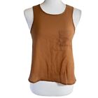 French Connection Lightweight Thin Tank Top with Front Pocket XS Light Brown