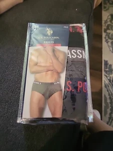 3 Pack U.S. Polo Assn Men's Cotton Stretch Briefs Size 3XL Black/Gray/Blue NEW - Picture 1 of 6