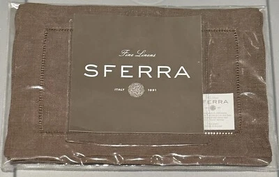 New Sferra Festival 902 Linen Cocktail Napkins Set of 4 6x9" Walnut Brown NIP - Image 1 of 4