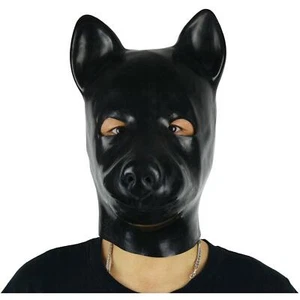 Lattice Fetish Nero Cane Halloween Maschera di Gomma Cappuccio Cerniera K9 Sexy Cucciolo Gioco Lrg - Foto 1 di 4