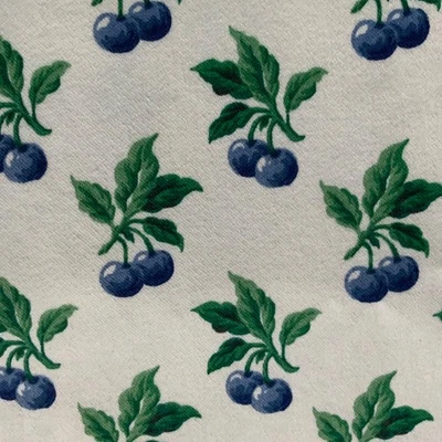 Waverly Fabric Pick Me Print Cotton Blue Berries Green White 1 7/8 yd x 53 - Image 1 of 4