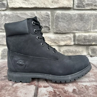 Timberland Premium 6 in Botas Mujer 9 M Negro Nubuck Impermeable Aislado Foto 1 de 4