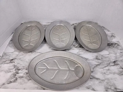 Servidor chisporroteante de colección - Plato Fajita de aluminio fundido plateado (lote de 4) 12x8 Foto 1 de 3