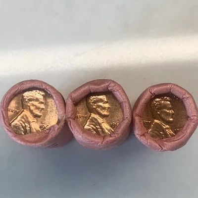 3- 1962 d-Brilliant-Lincoln Memorial Cents-OBW-Original- Rolls- BU/UNC - Image 1 of 3