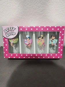 BETTY BOOP GLASSES LOT 4 AUTHENTIC TMD Holdings Cartoon Graphic Glass Cup RARE - Picture 1 of 5