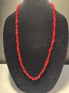 Vintage Red Coral Necklace 34” Long - Picture 1 of 8