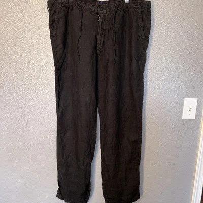 Benson Men's WBP07 Straight-Fit Solid Linen Pants Black Size 38 - Image 1 of 4