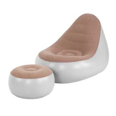 Надувное кресло с оттоманкой флокированное водонепроницаемое удобное надувное воздушное FR3J - Изображение 1 из 4