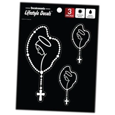 Decals for Car Truck Tablet Tumbler Cell Phone - Set of 3 Christian Mary Rosary - Image 1 of 4