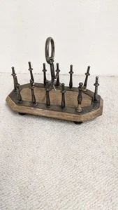 Vintage Mail Letter Holder Desk Organiser Circular Finial Handle - Picture 1 of 7