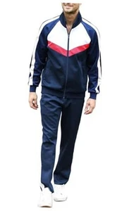 Men's Tracksuits Set 2 Piece Athletic Full Zip Track Suits XX-Large 4navy - Picture 1 of 7