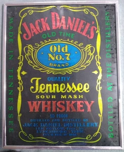 VINTAGE JACK DANIELS WHISKEY OLD No 7 chrome FRAMED BAR SIGN - Picture 1 of 6
