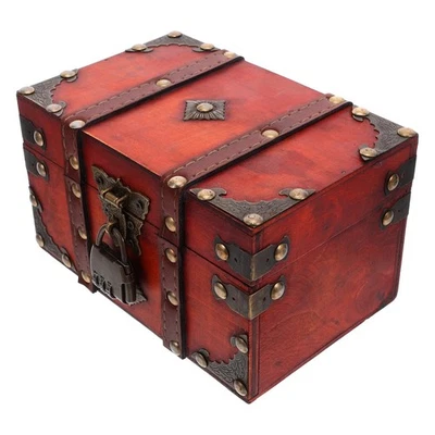  Piccolo scrigno: scatola portaoggetti in legno con lucchetto - contenitore per - Immagine 1 di 4