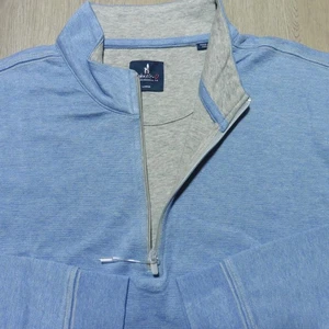 JOHNNIE-O Mens L LARGE SULLY HANKS PULLOVER LAPIS BLUE LIGHTWEIGHT 1/4 ZIP - Picture 1 of 17