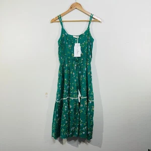 Maxi Vestido Iris Verde Blanco Floral Tirantes En Niveles 100% Rayón Boho Campesino - Imagen 1 de 21