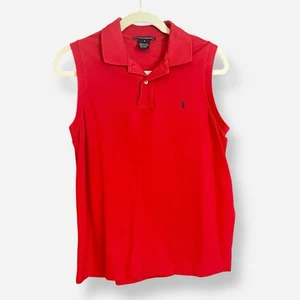 Polo de golf Ralph Lauren para mujer grande rojo sin mangas camisa preppy verano algodón - Imagen 1 de 6