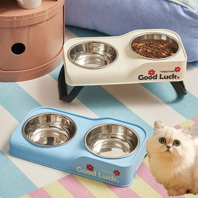 Anti-Tip Base Double Bowl Pet Bowl Anti-Tip Pet Bowl  Pet Feeding - Image 1 of 4