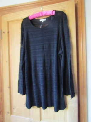 NWT F&F 22, open crochet knit jumper, long fluted sleeves, black, fab - G2 - Image 1 of 4