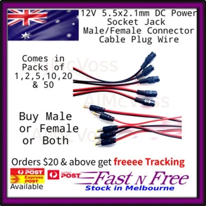 12V CCTV Camera DC Power Socket Jack Male + Female Connector Cable Plug Leads - Picture 1 of 6