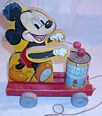 Fisher Price Mickey Mouse Drummer #476 1941 juguete de madera Foto 1 de 4