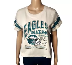 Philadelphia Eagles Womens T Shirt Size Large Crop Tee Front and Back Logos New - Picture 1 of 4